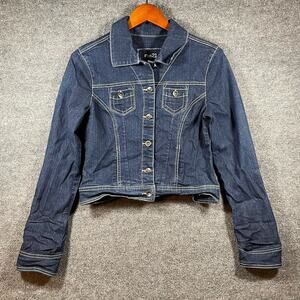 Rue 21 Button Up Jean Jacket Women's Medium Blue Long Sleeve Streetwear Denim